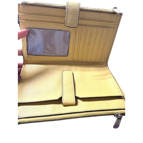 Michael Kors Yellow Saffiano Leather Double-Zip Wallet With Card Slots & ID Wind - Picture 3 of 10